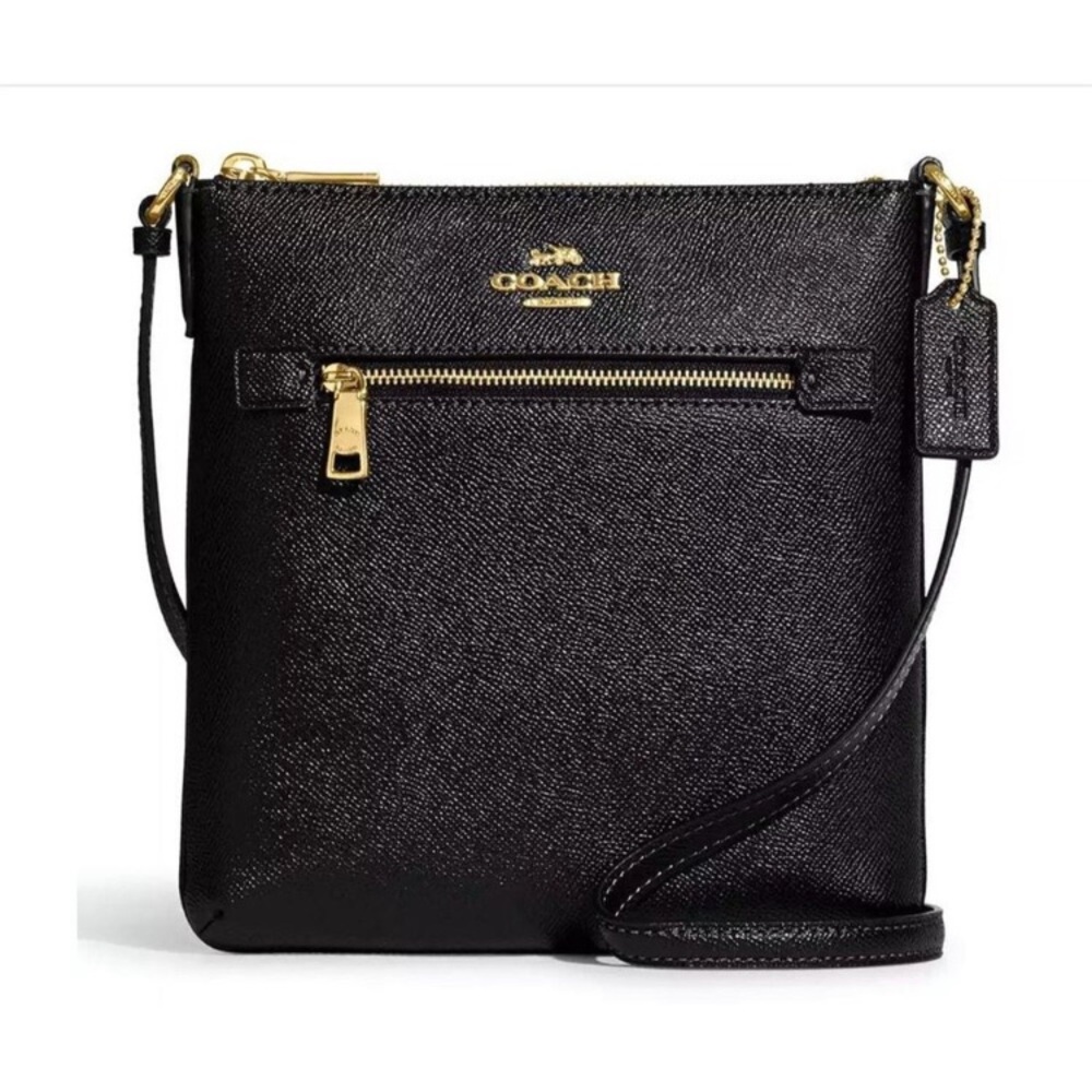 Coach Black Crossbody Bag with Gold Accents